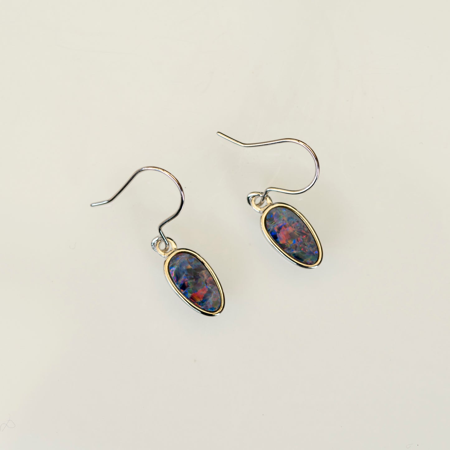 Genuine Australian Fire Opal - Luxury Design Australian Doublet Opal Earrings in Sterling Silver White Gold Plated