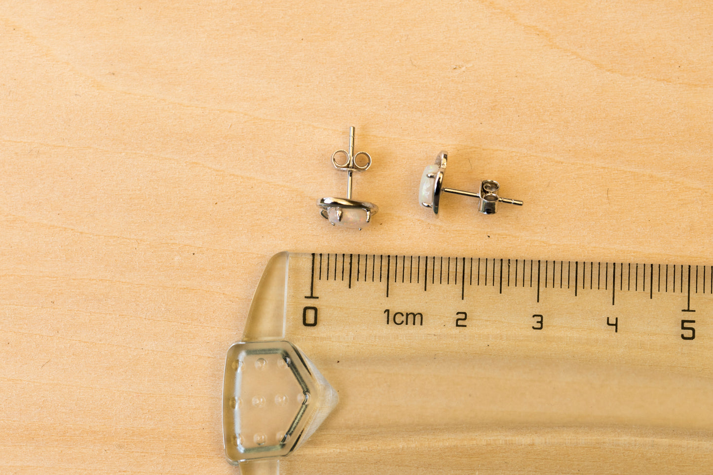 Genuine Australian Opal - Dainty Earrings in Multi Color - Australian Solid Opal Earrings in Sterling Silver White Gold Plated