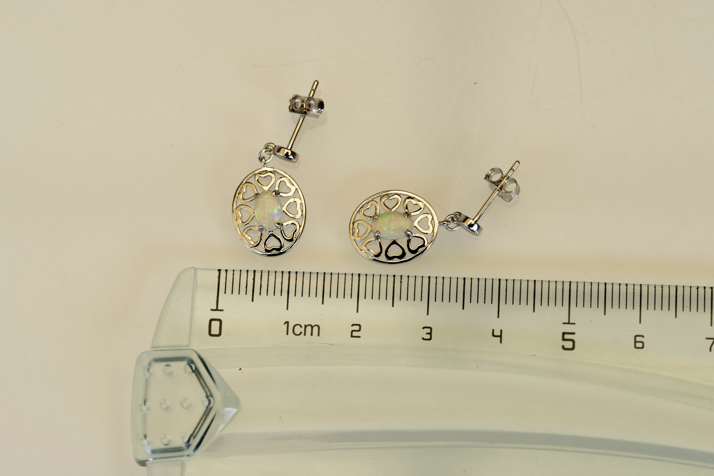 Genuine Australian Opal - Multi Color Fire Opal Earrings - Dangling Australian Solid White Opal Earrings in Sterling Silver White Gold Plated