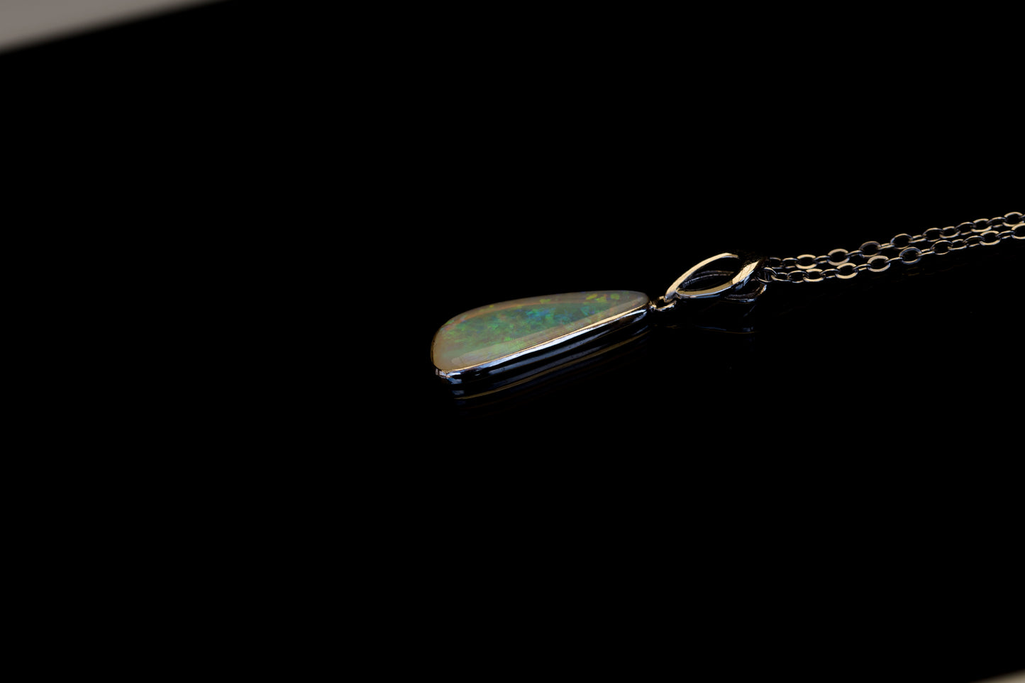 Australian White Crystal Opal - Genuine Authentic Multi Color Fire Opal Necklace - Solid Opal Gem Stone Pendant in Sterling Silver White Gold Plated