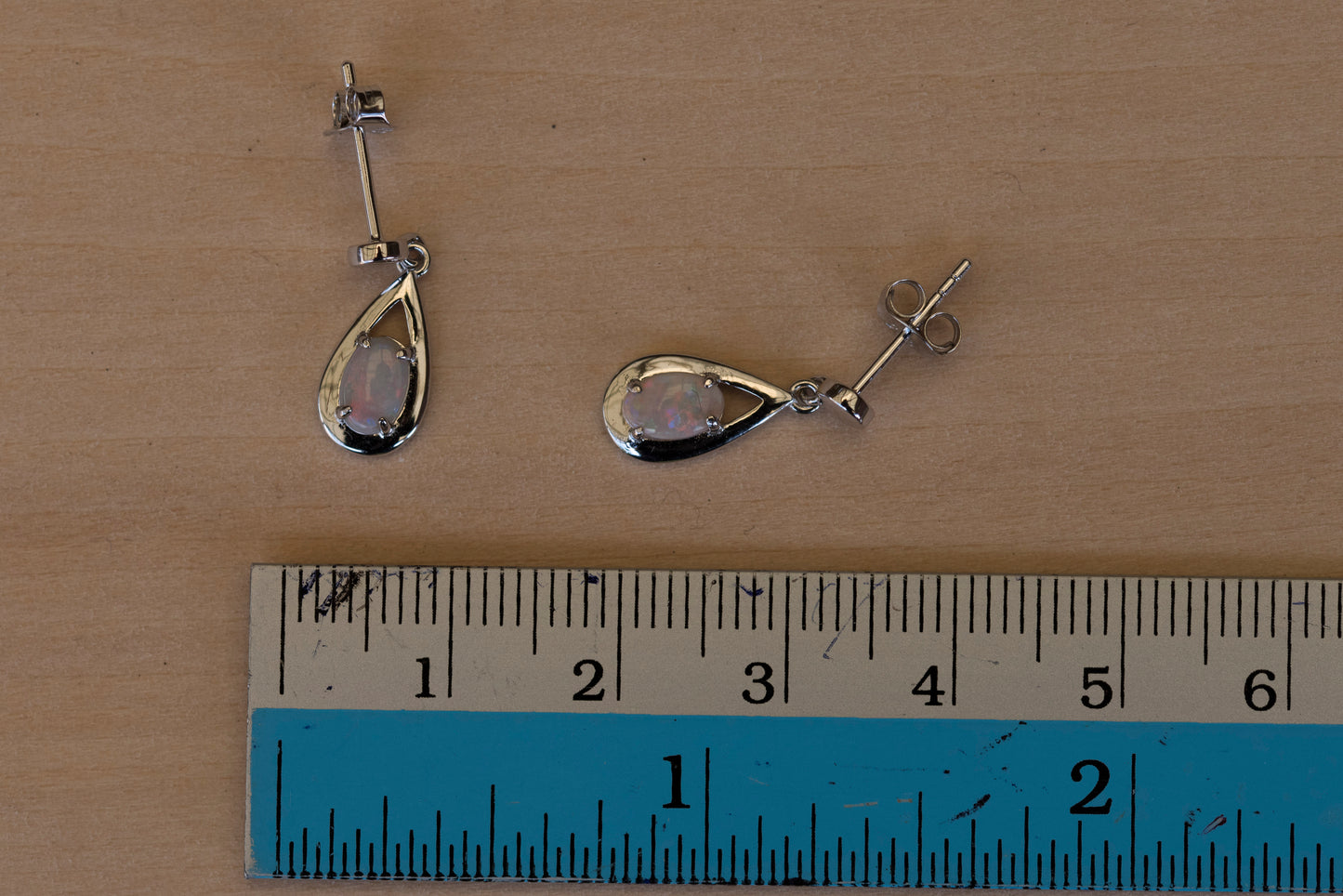 Genuine Australian Opal - Multi Color Dangling Opal Earrings - Authentic Australian Solid White Opal Earrings in Sterling Silver White Gold Plated