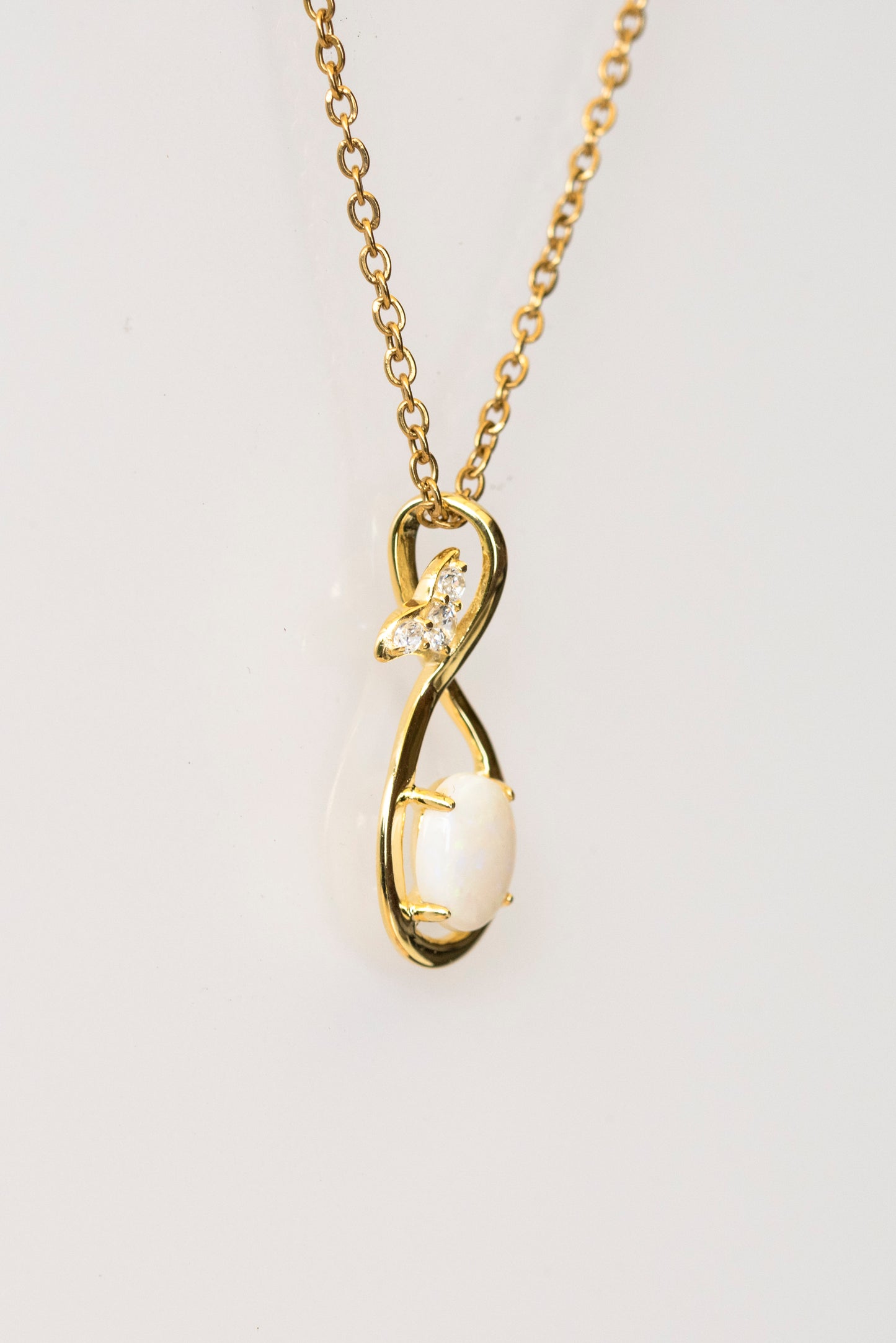 Australian Opal Jewelry - Treasured White Opal Necklace - Authentic Australian Solid Opal Necklace Pendant in Sterling Silver Yellow Gold Plated