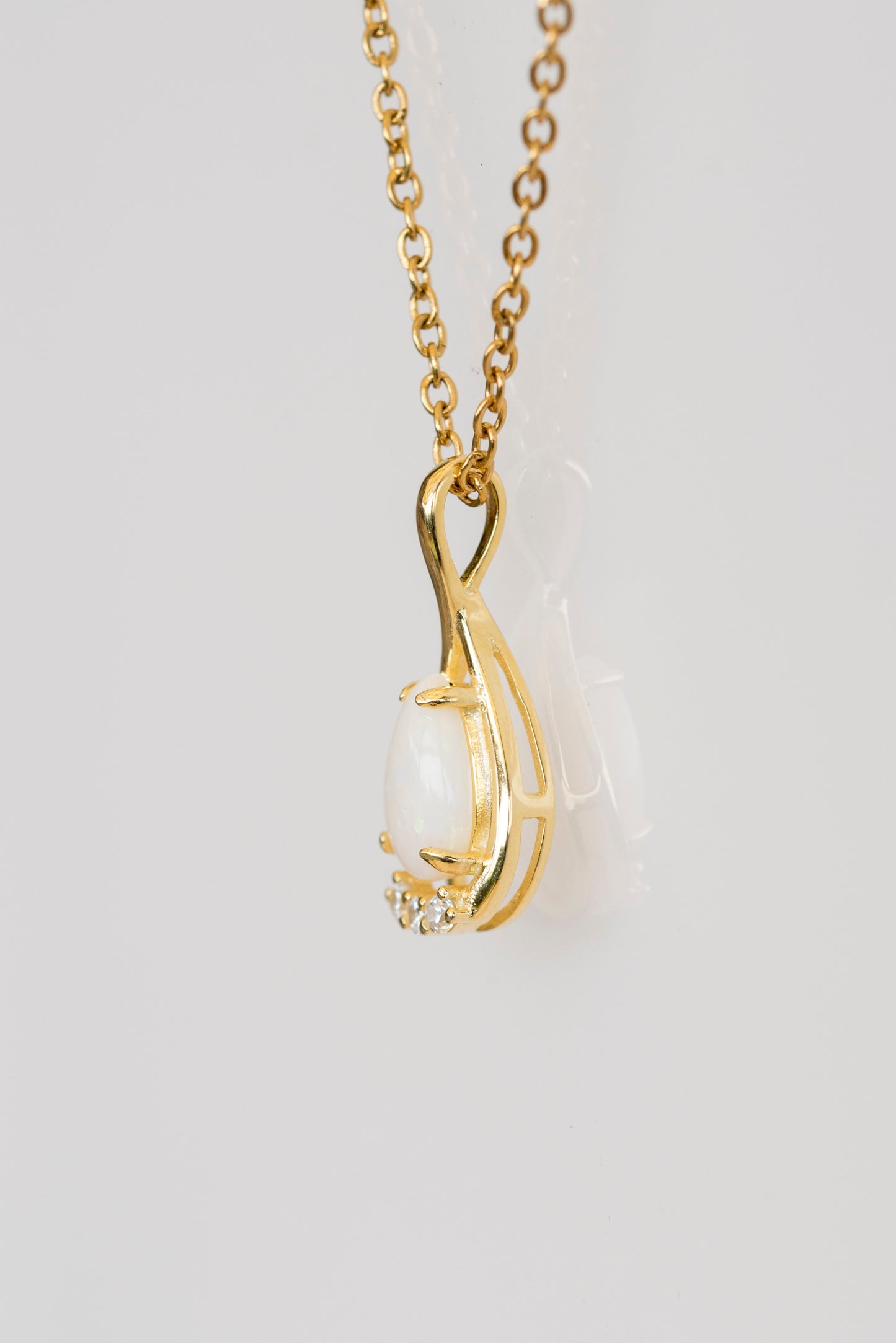 Handmade Australian Opal Jewelry - Multi Color White Opal Necklace - Australian Solid Opal Sterling Silver Yellow Gold Plating