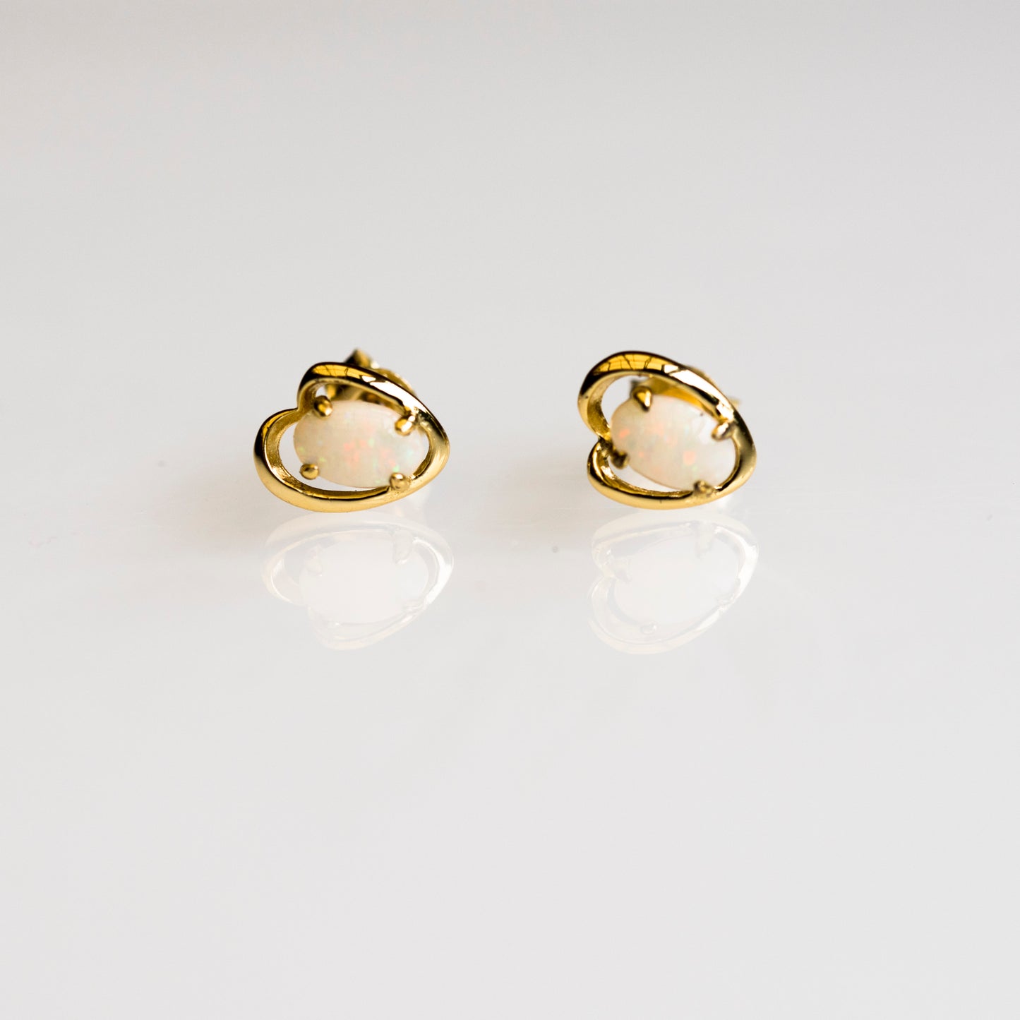 Genuine Australian Opal - Fire Opal Multi Color Earrings - Dainty White Opal Earrings in Sterling Silver Yellow Gold Plated