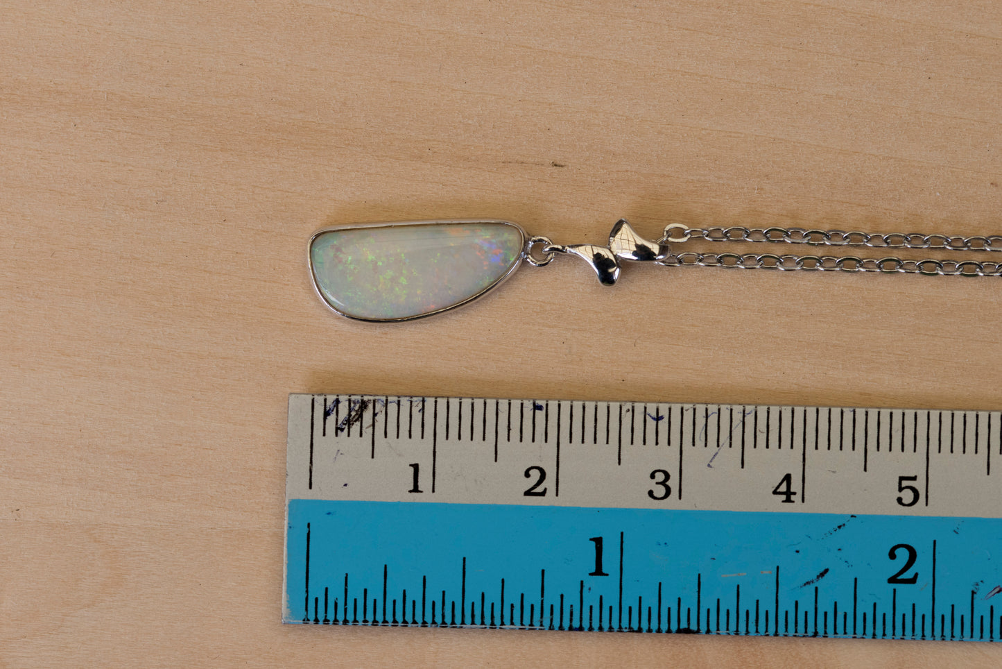 Australian Crystal Opal Pendant - Genuine Authentic Multi Color Fire Opal Necklace - Solid Opal Gem Stone Pendant in Sterling Silver White Gold Plated