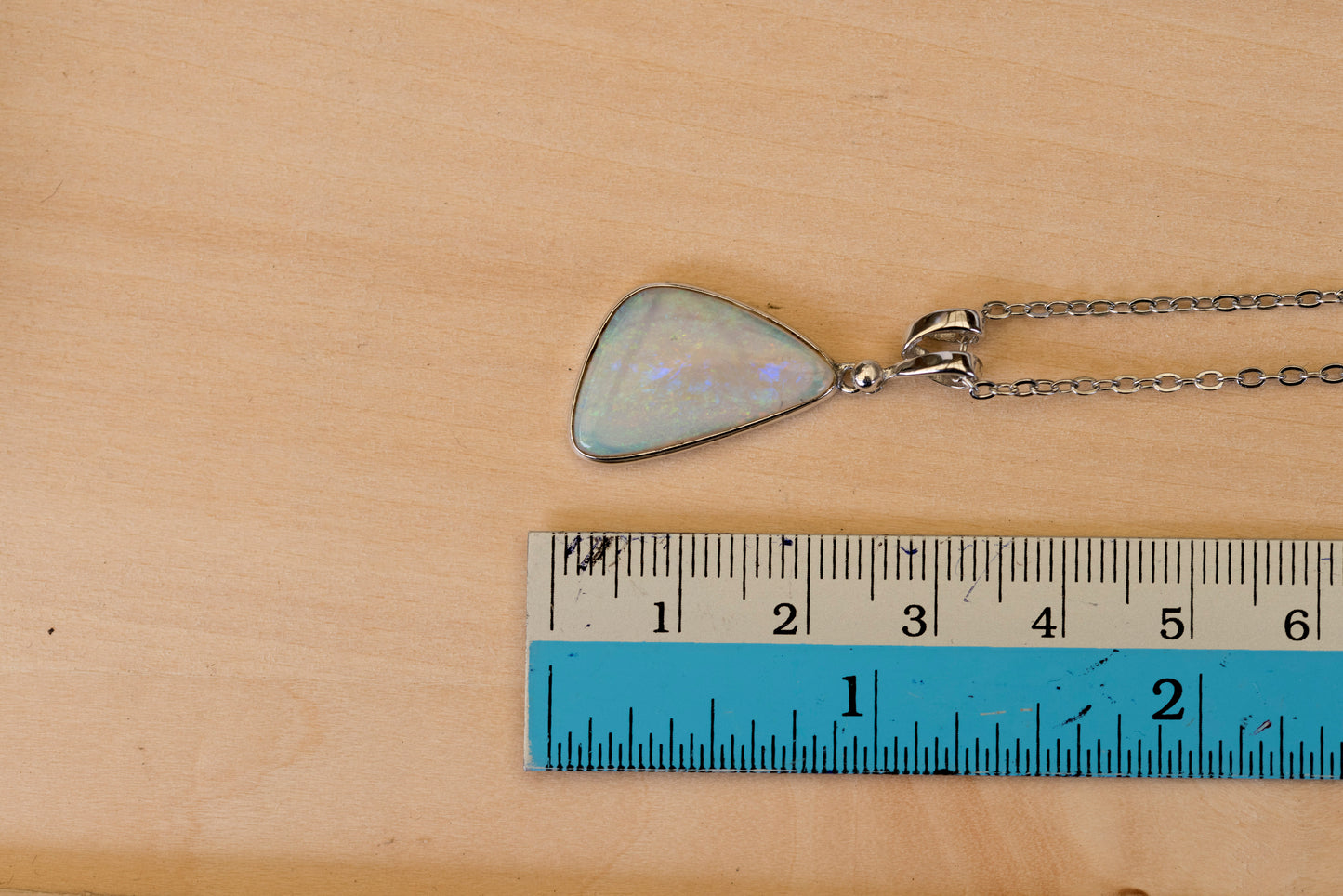 Australian Crystal Opal - Genuine Authentic Multi Color Fire Opal Necklace - Solid Opal Gem Stone Pendant in Sterling Silver White Gold Plated
