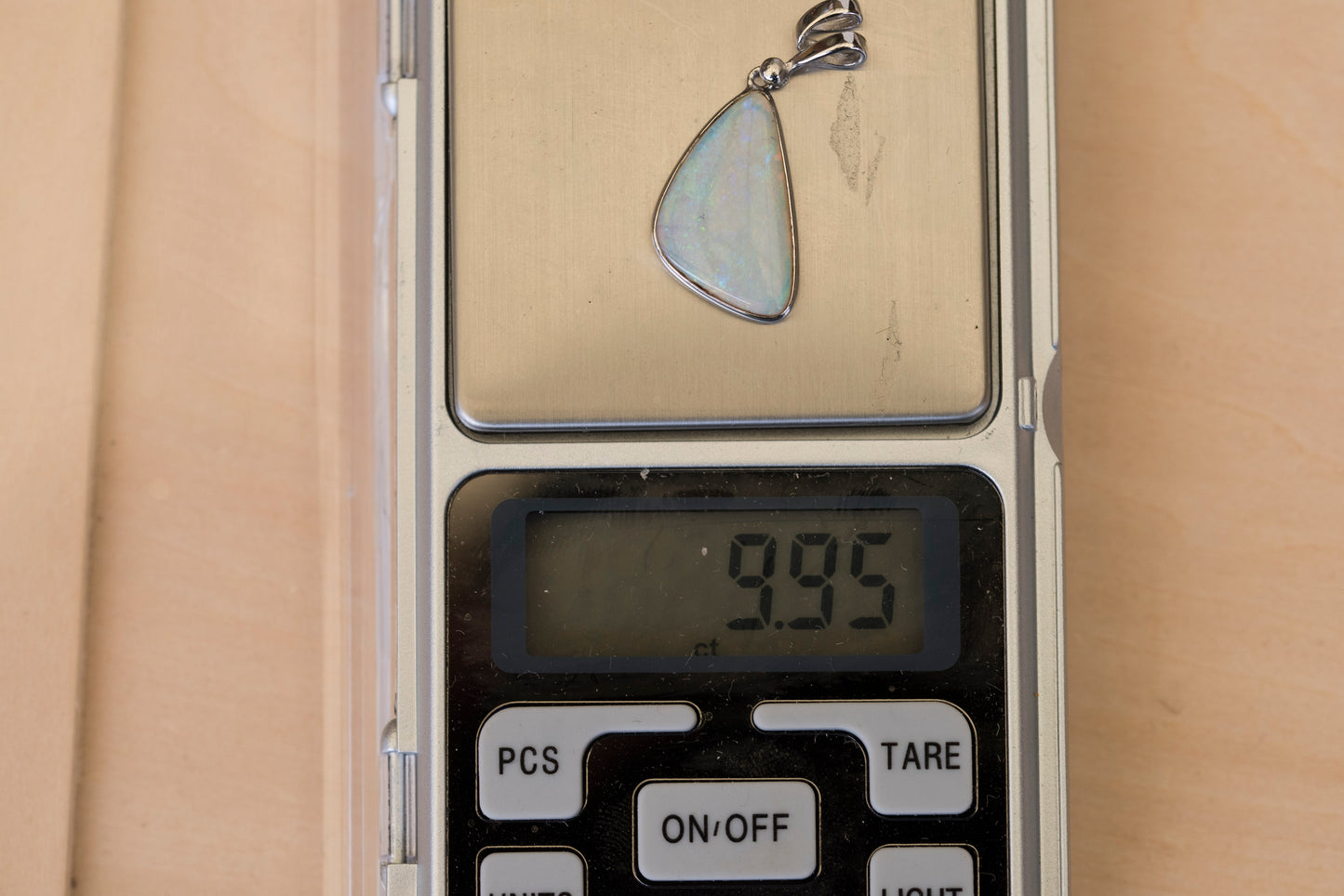 Australian Crystal Opal - Genuine Authentic Multi Color Fire Opal Necklace - Solid Opal Gem Stone Pendant in Sterling Silver White Gold Plated
