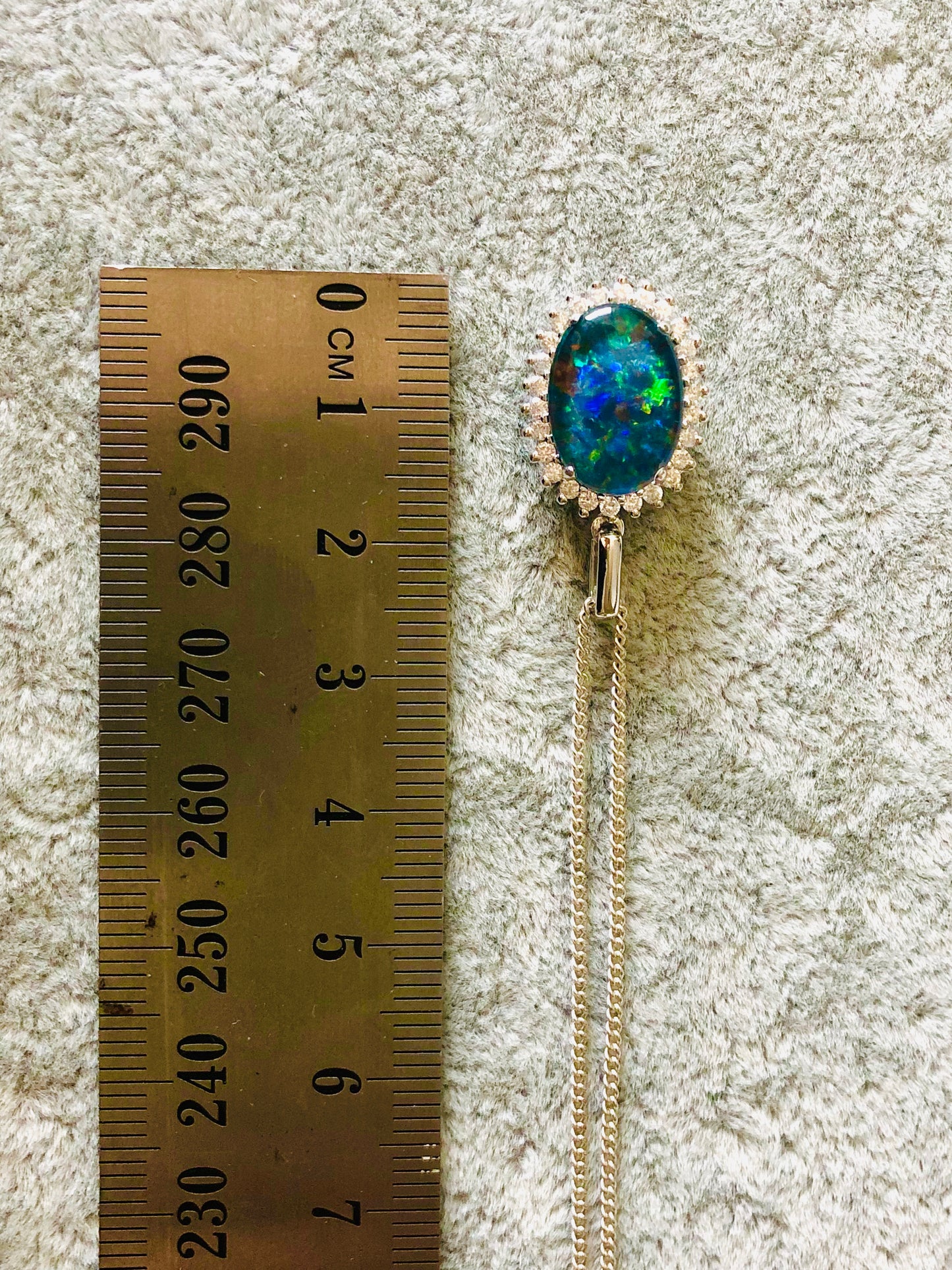 Australian Opal Halo Cluster Luxury Design - Deep Ocean Blue Opal Necklace - Genuine Australian Triplet Opal Necklace Pendant in Sterling Silver White Gold Plated