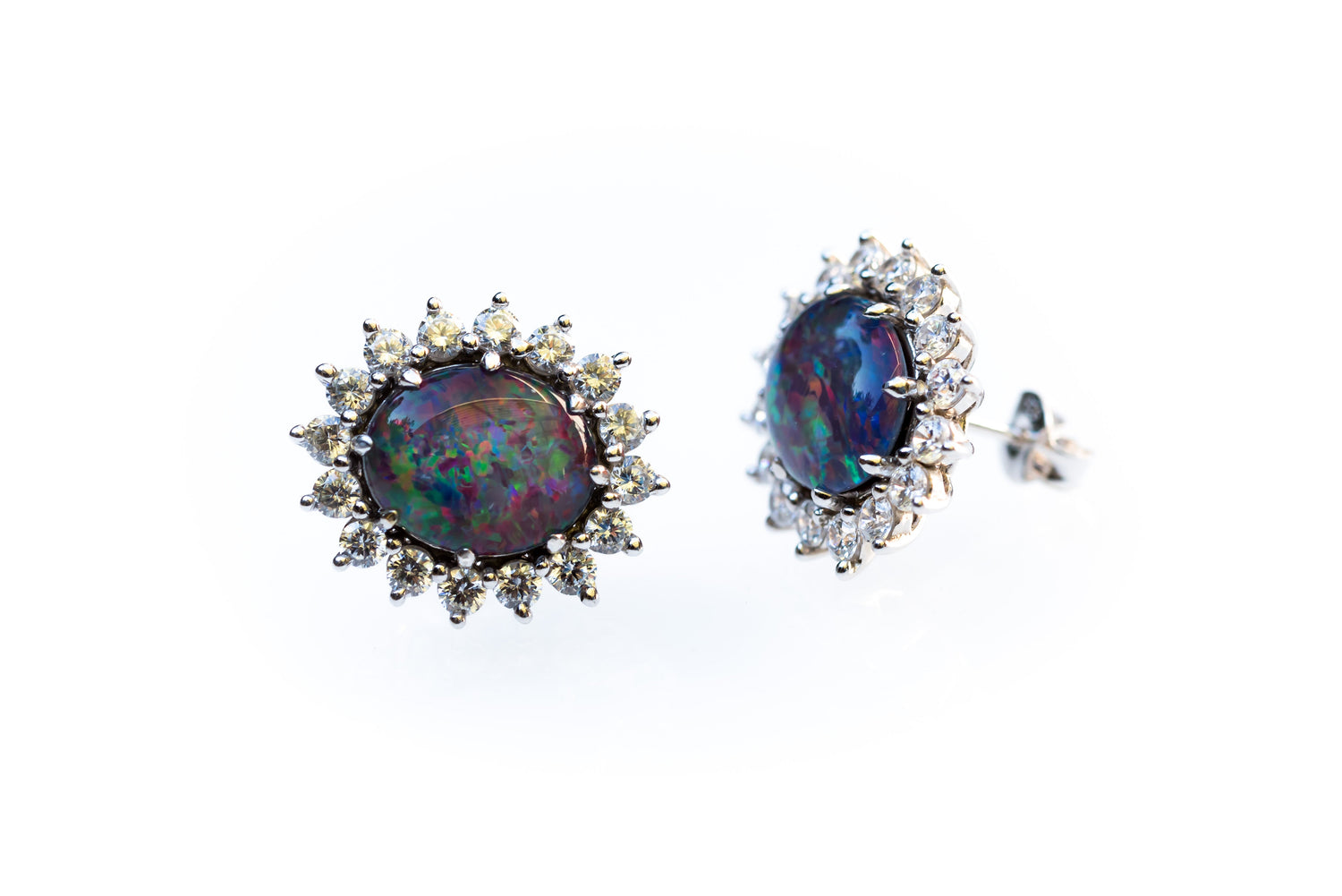 Australian Triplet Opal Earrings in Sterling Silver