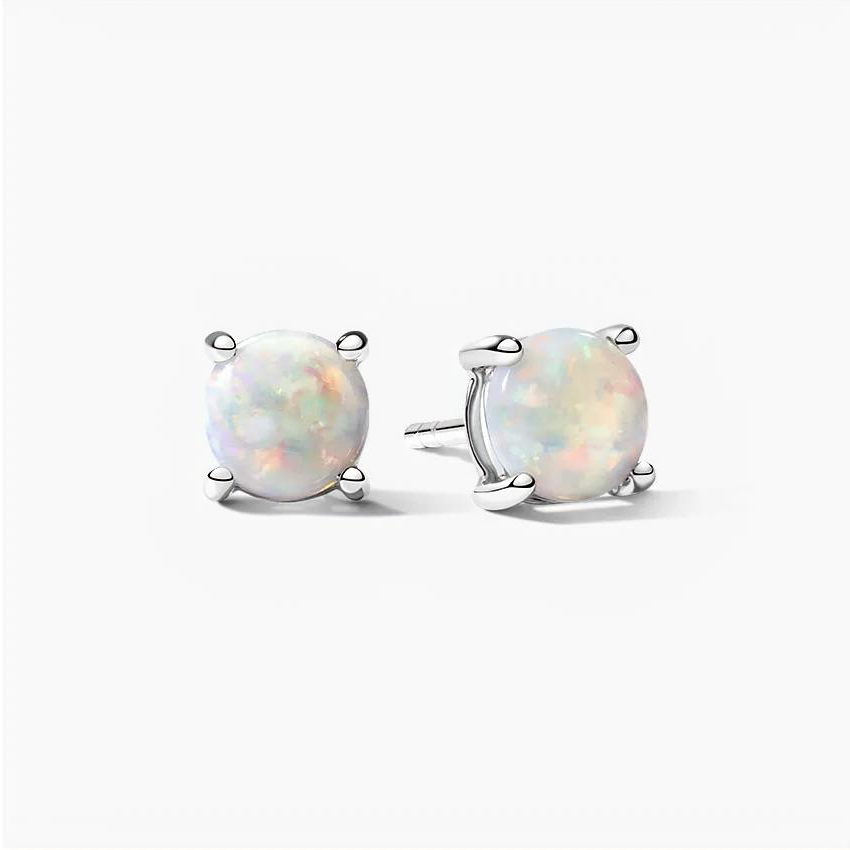 Australian Solid Opal Earrings in Sterling Silver