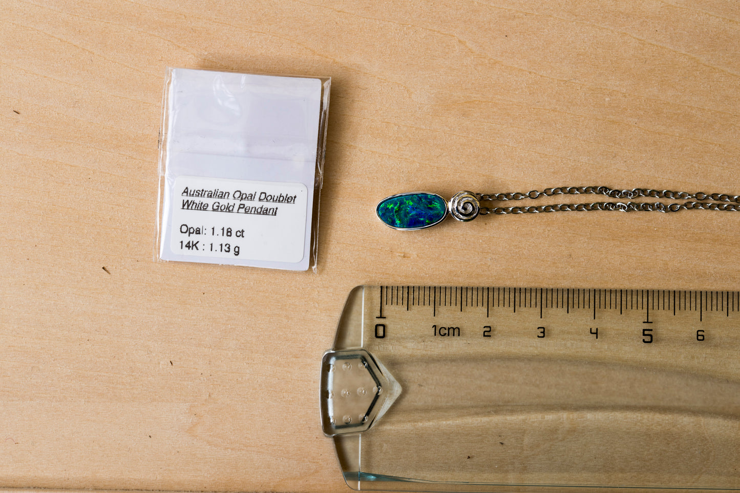 Natural Australian Opal in 14K Solid White Gold - Multi Color Fire Opal Necklace - Genuine Australian Doublet Opal Gem Stone Pendant