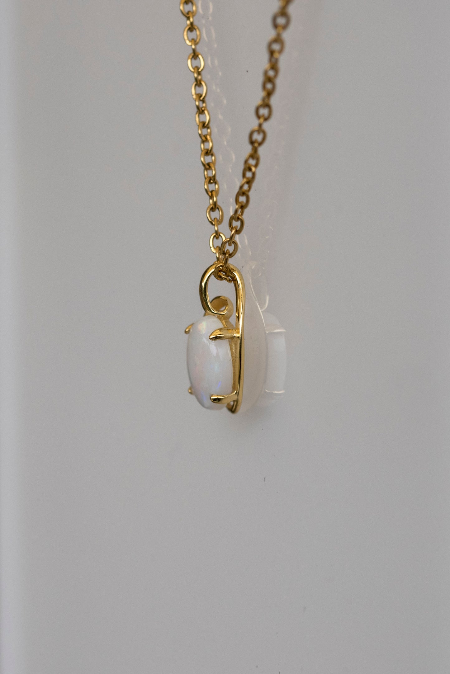 Genuine Australian Opal - Multi Color White Opal Necklace - Authentic Australian Solid Opal Necklace Pendant in Sterling Silver Yellow Gold Plated