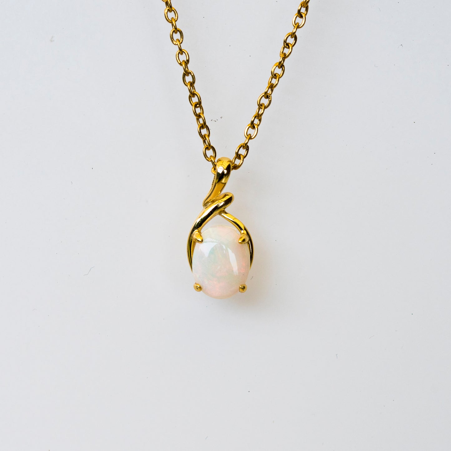 Genuine Australian Opal - Multi Color White Opal Necklace - Authentic Australian Solid Opal Necklace Pendant in Sterling Silver Yellow Gold Plated