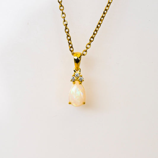 Natural Australian Solid Opal Necklace Pendant in Sterling Silver Yellow Gold Plated