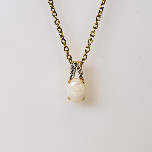 Australian Solid Opal Necklace Pendant in Sterling Silver Yellow Gold Plated